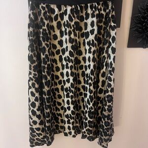 Animal Print Midi Skirt in Black and Cream